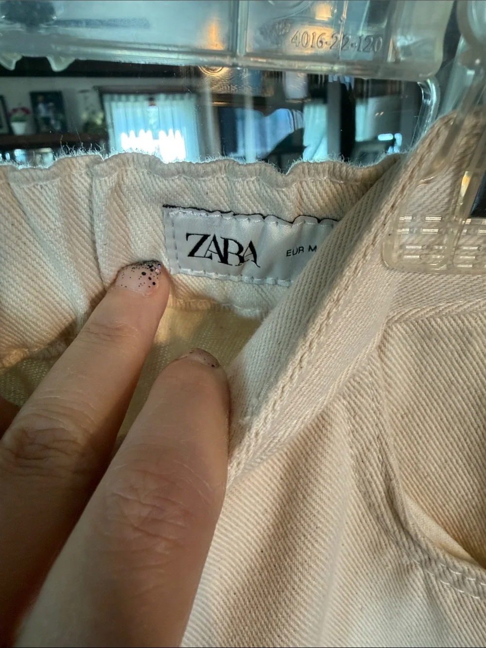 Zara The Elastic Bermuda Ecru Denim Shorts High Waist Wide Leg Women's M 28 NWT